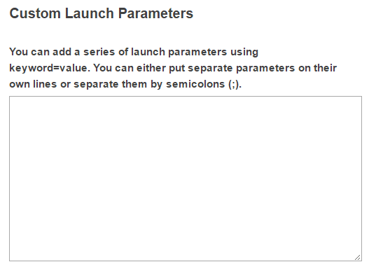 Custom launch parameters. (Optional)