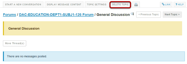 Then click Delete Topic from within that topic.