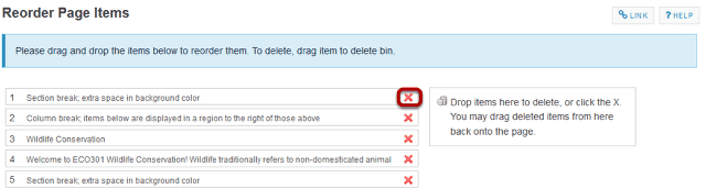 Click the red X icon located to the right of the item.