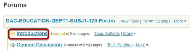 Select the Topic within the Forum