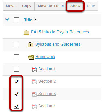 Method 1: Select the file(s) or folder(s), then click Show.